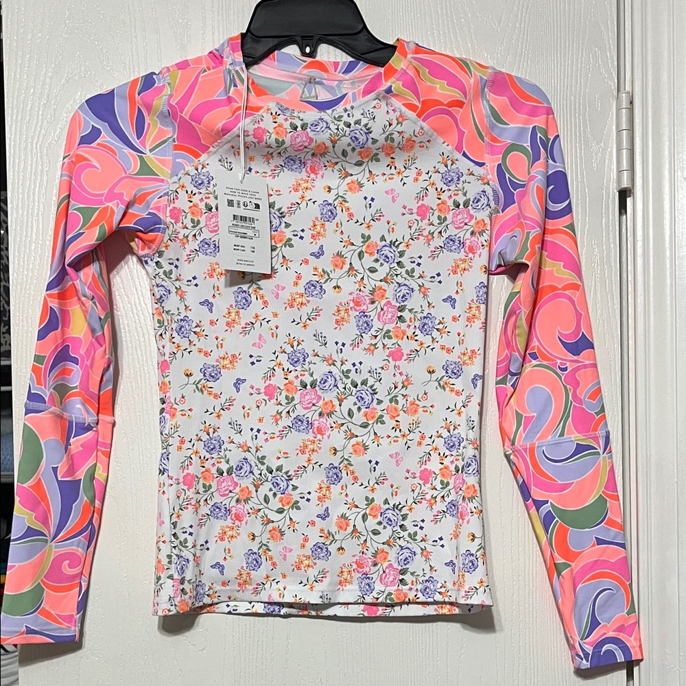 Maaji Floral Long Sleeve Top with Pink and Purple Accents